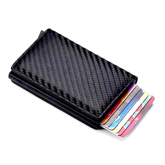 Mens RFID Blocking Leather Credit Card ID Holder Pop Up Slim Card Wallet - Picture 7 of 13